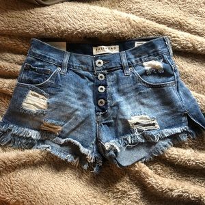 Ripped jean shorts